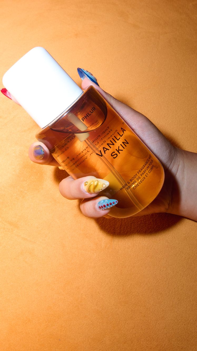 Image may contain Cosmetics Bottle Baby and Person