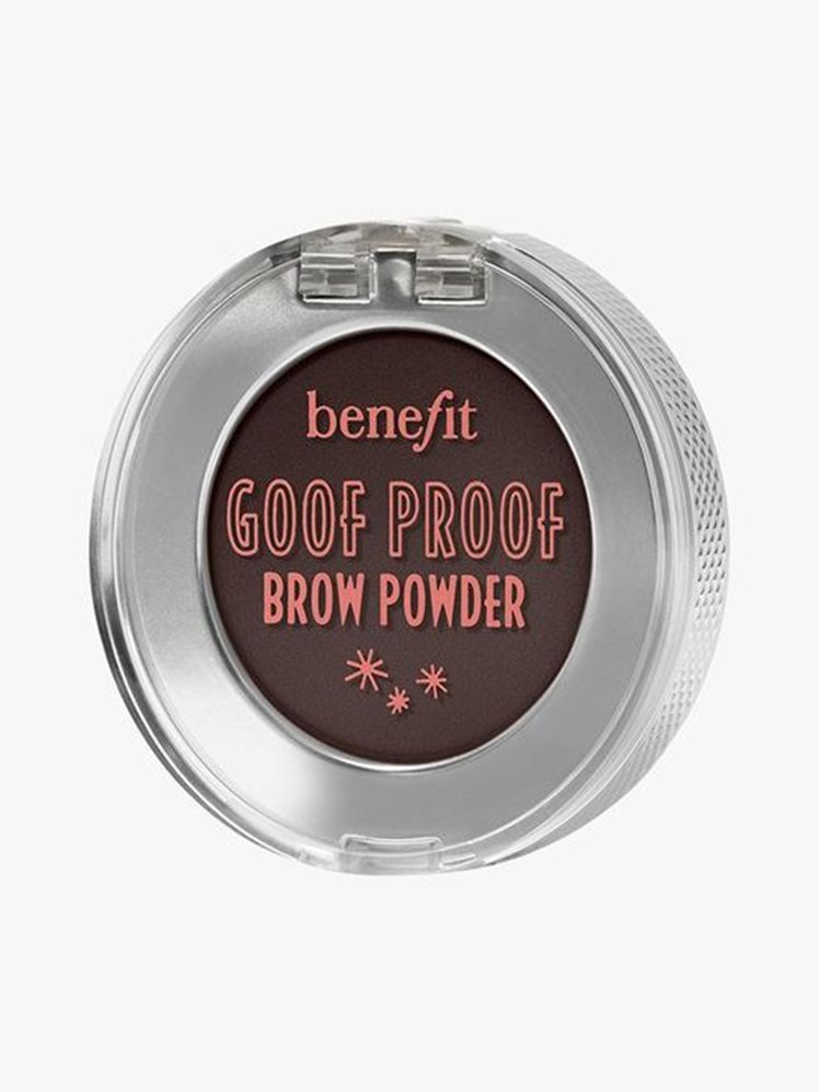 Benefit Goof Proof BrowFilling Powder silver compact of brow powder on light gray background