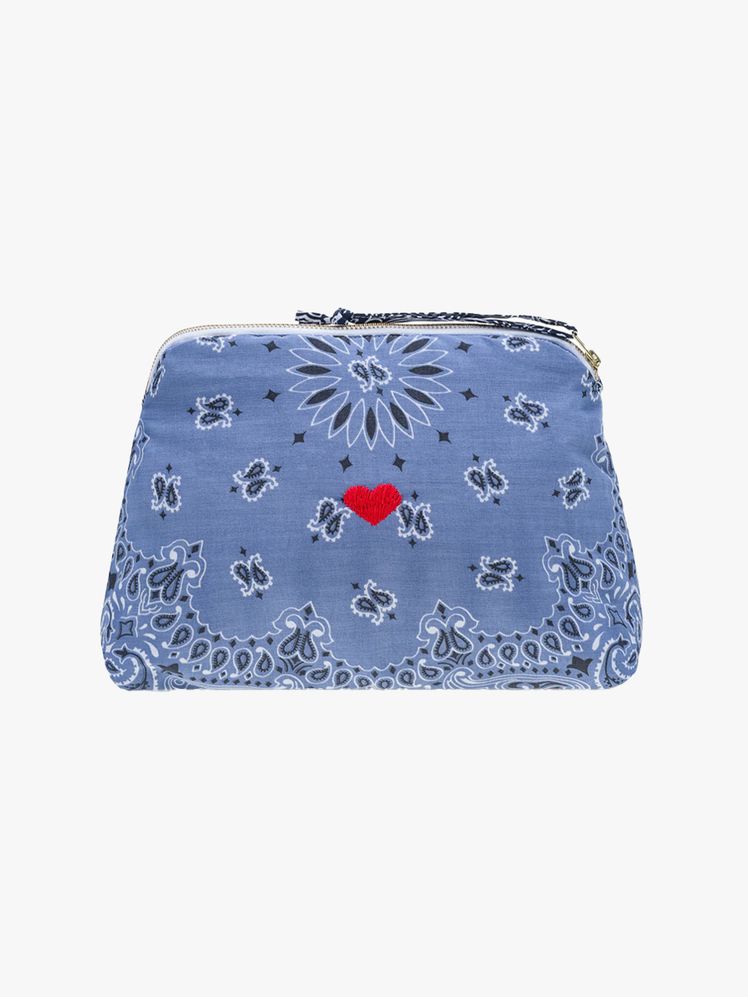 Call it By Your Name Cosmetic Pouch in blue with a red heart