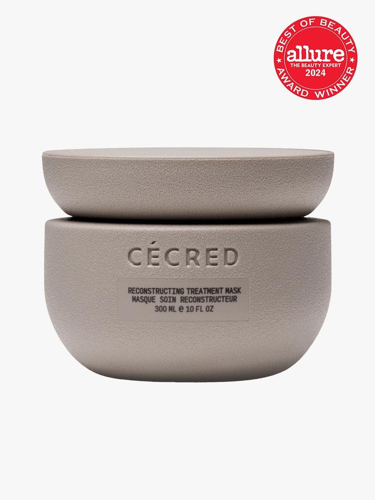 treatment mask in branded taupe component with lid on light gray background with red and white 2024 allure best of...