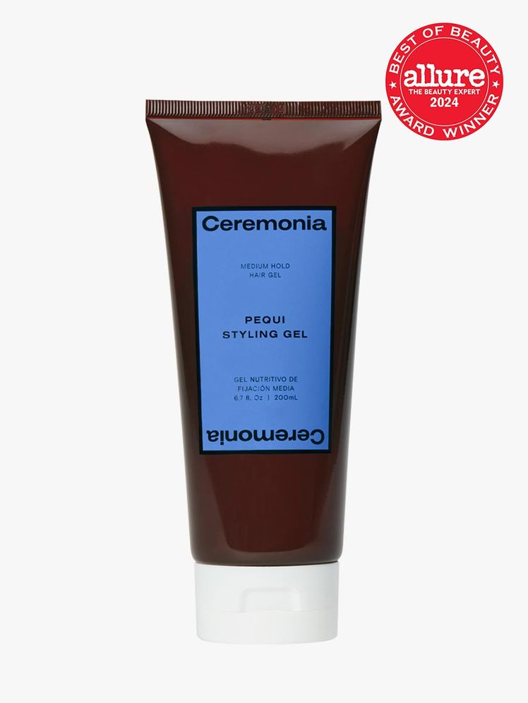 styling gel in branded brown tube with white cap on light gray background with red and white 2024 allure best of beauty seal