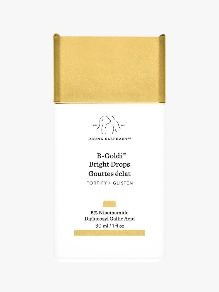 Drunk Elephant BGoldi Bright Drops on light gray background