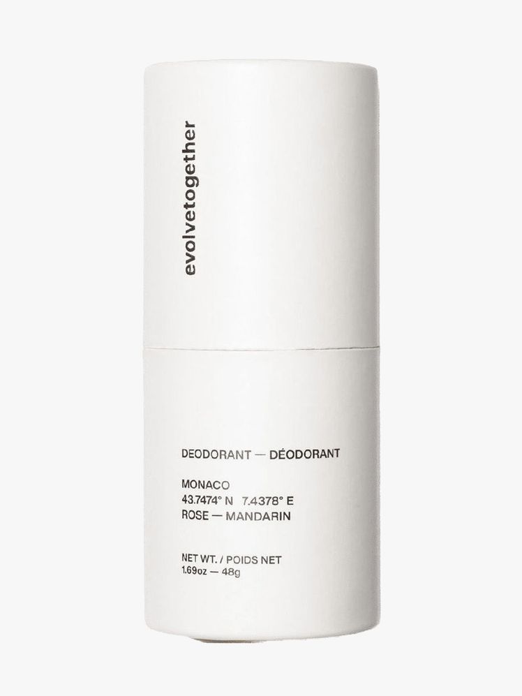Evolvetogether Natural Deodorant canvas cylinder deodorant stick on light gray background