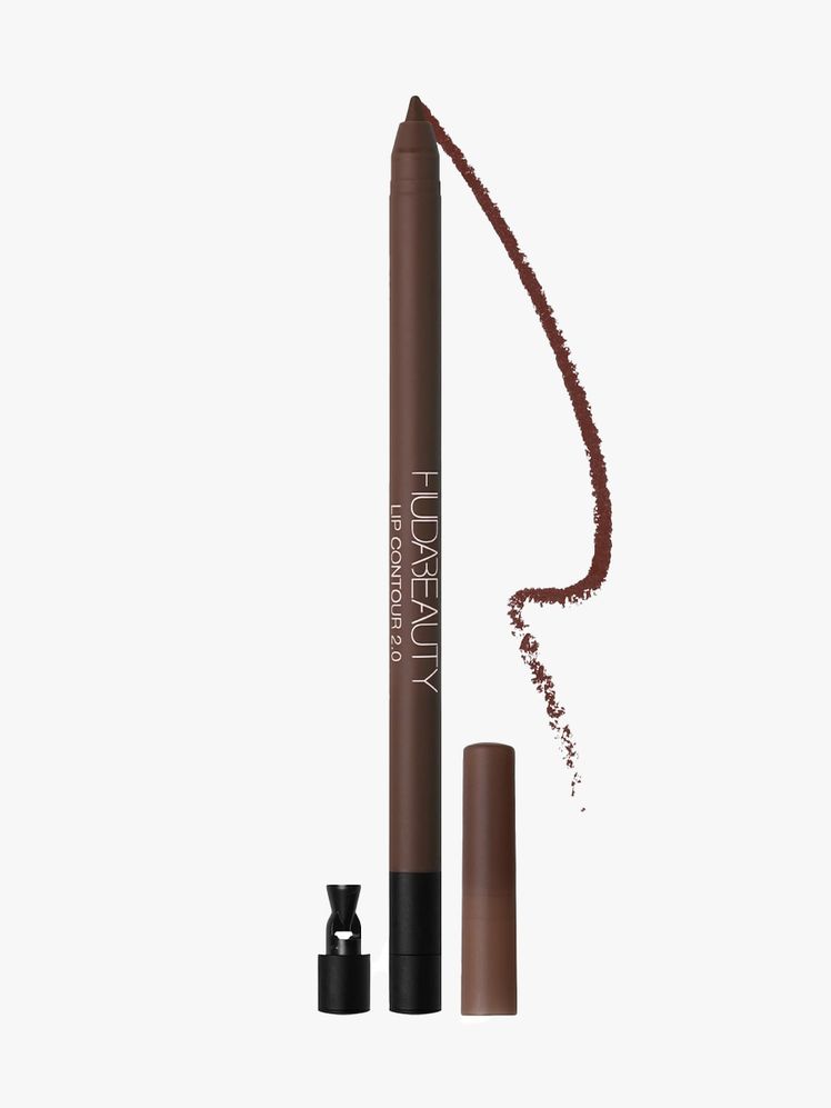 Huda Beauty Lip Contour 2.0 Automatic Matte Lip Pencil in Rich Brown brown lip liner pencil on light gray background