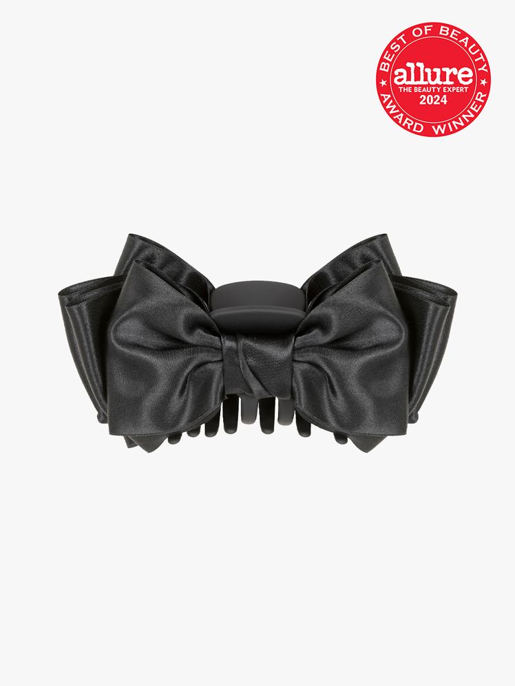 bow clip in black color way on light gray background with red and white 2024 allure best of beauty seal