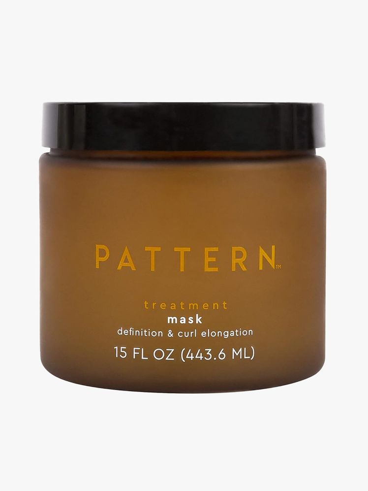 Pattern Beauty Treatment Mask brown jar with black lid on light gray background