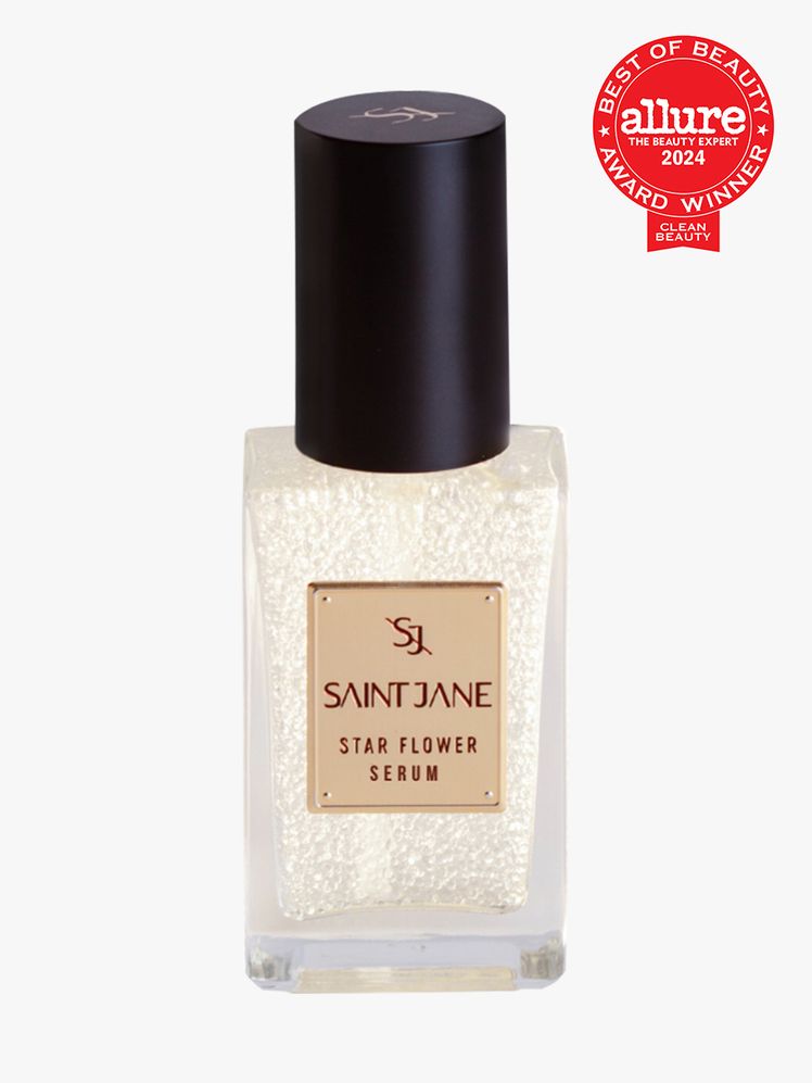 serum in branded clear bottle with black cap on light gray background with red and white 2024 allure best of beauty seal