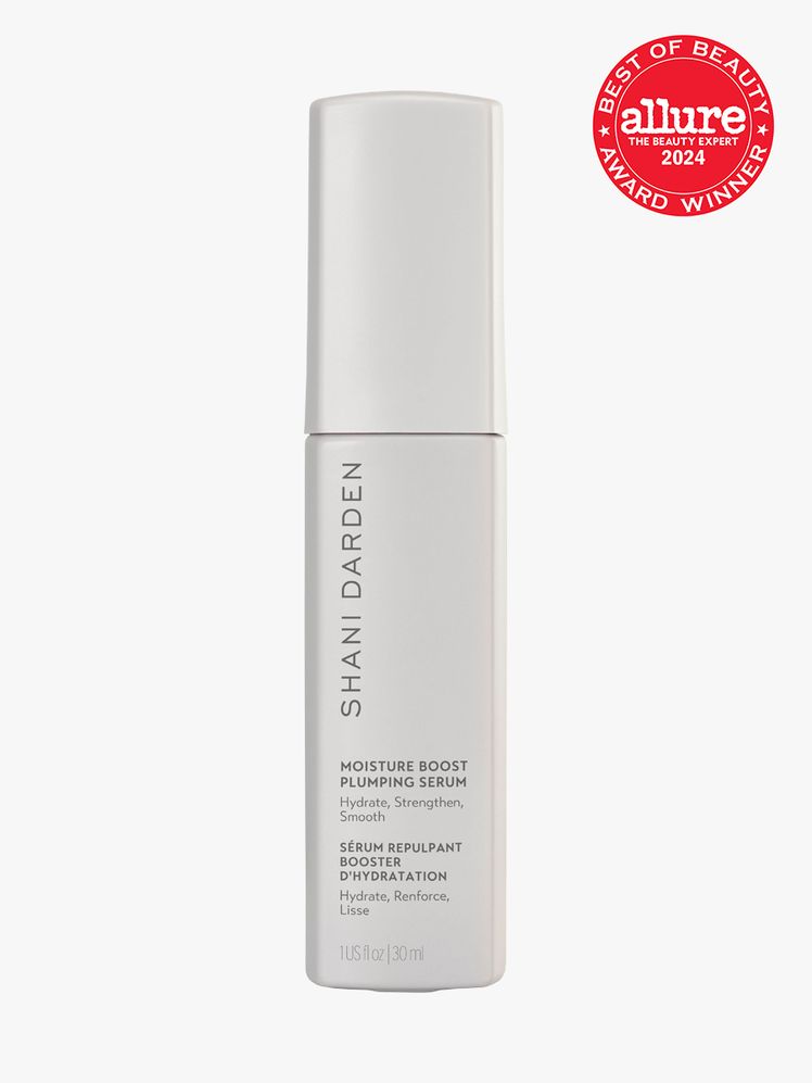 facial serum in branded gray bottle with cap on light gray background with red and white 2024 allure best of beauty seal