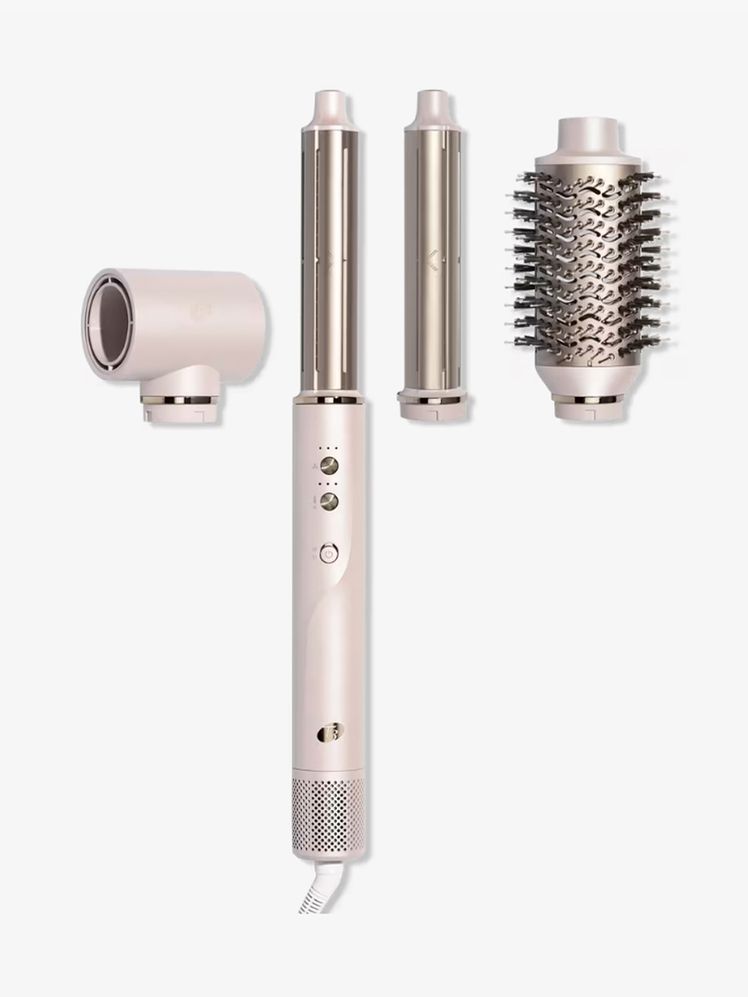 T3 Aire 360 rose gold multistyler with attachments on light gray background