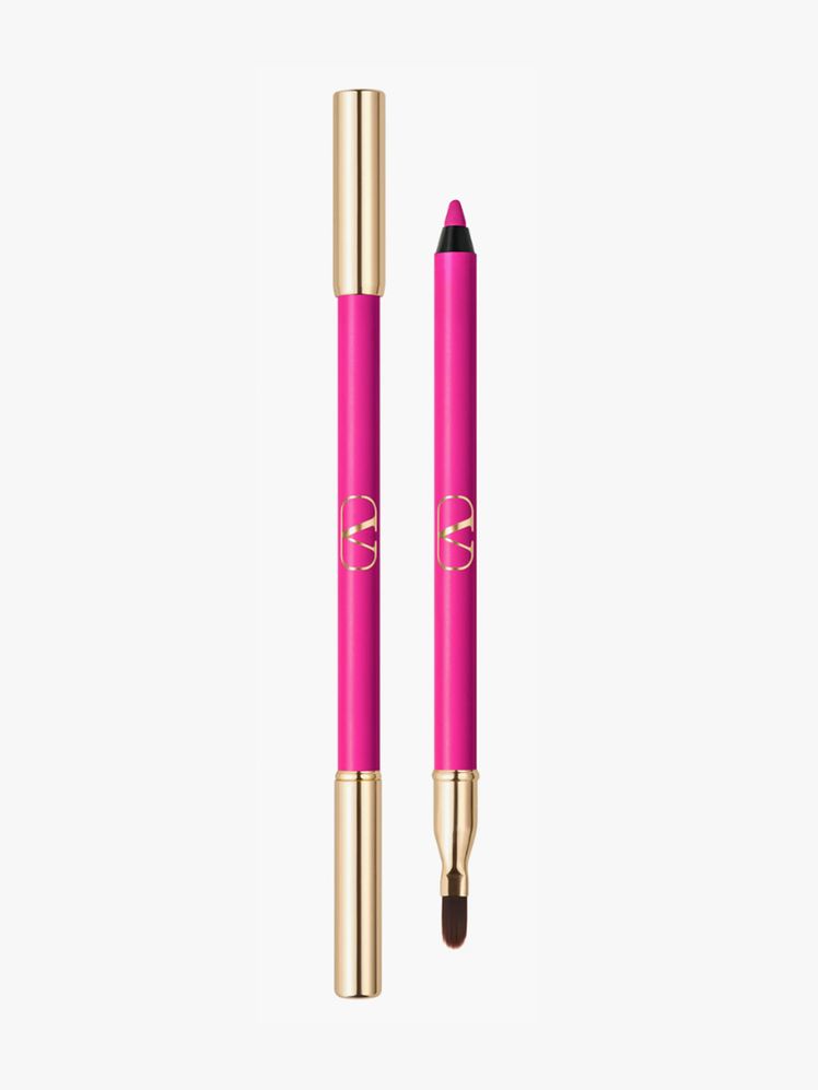 Valentino Colorgraph Waterproof Gel Eyeliner in Pink two pink eyeliner pencils with gold caps on light gray background