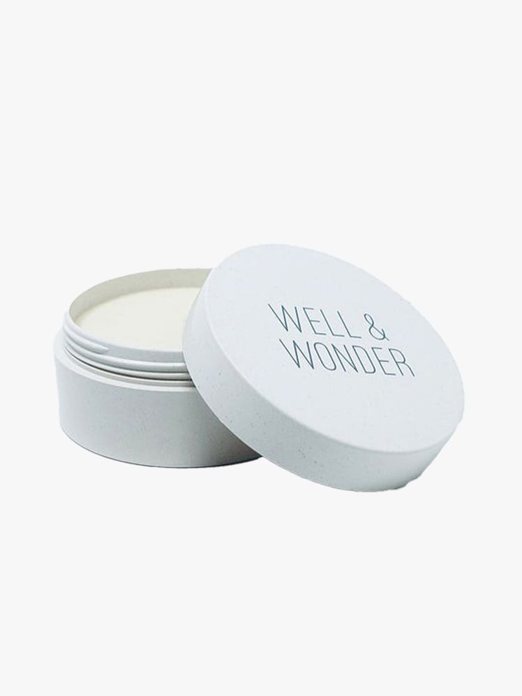 Well  Wonder Body Balm white jar on light gray background