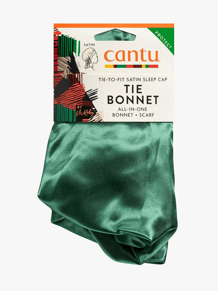 Cantu Satin Tie Bonnet in branded component on a light gray background
