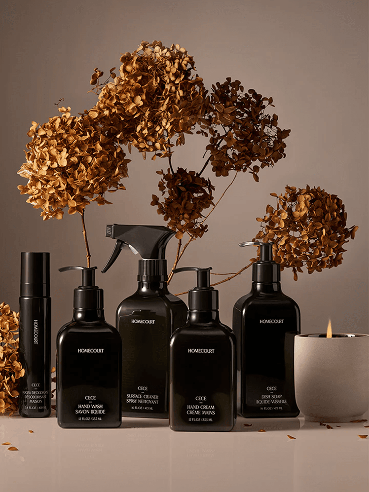 Homecourt Cece The Complete Collection in multiple branded bottle components on original product background