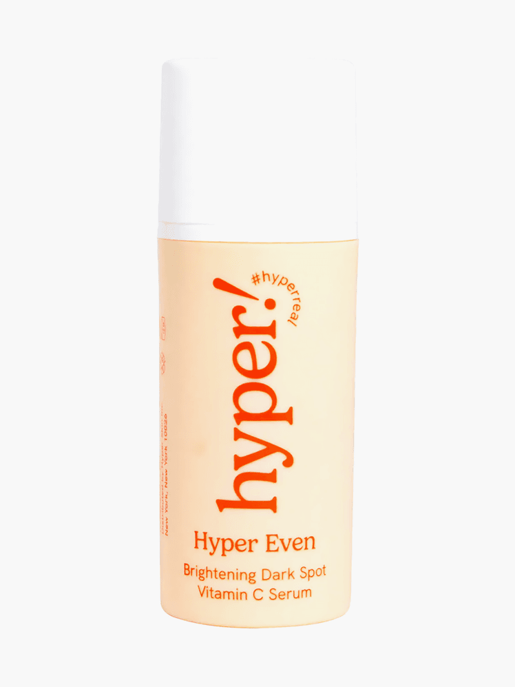 Hyper Skin Vitamin C Serum in branded yellow bottle with white cap on light gray background