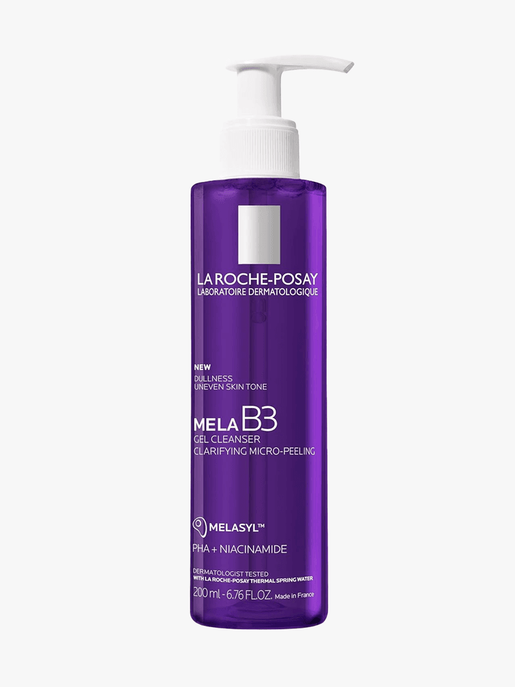 La RochePosay Mela B3 Facial Gel Cleanser in branded component on a light gray background