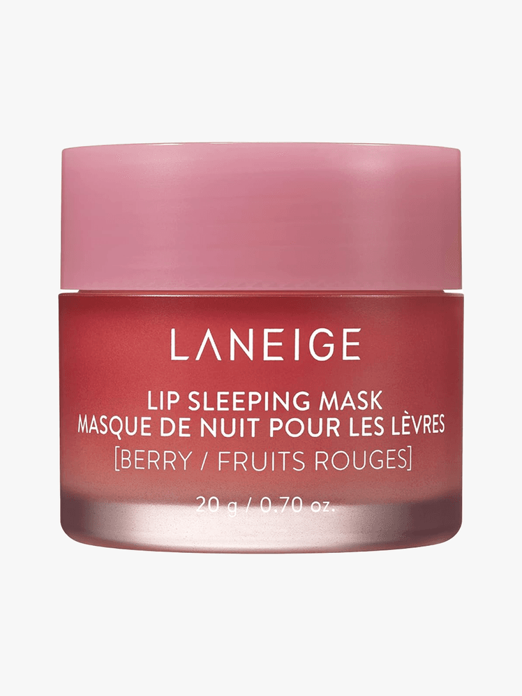 Laneige Lip Sleeping Mask in branded tub component on a light gray background