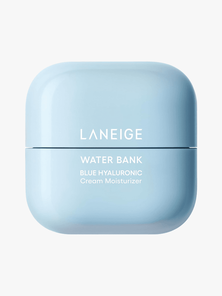 LANEIGE Water Bank Blue Hyaluronic Cream Moisturizer for Moisture Barrier Repair in blue branded component with white...