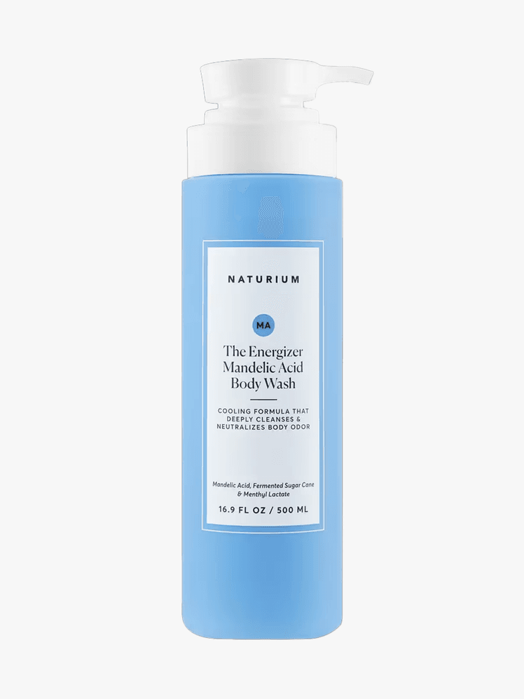 Naturium The Energizer Mandelic Acid Body Wash in branded bottle component on a light gray background