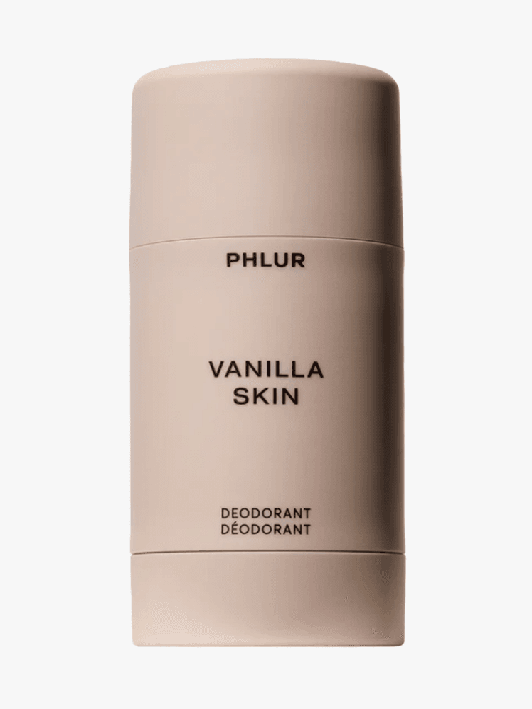 PHLUR Vanilla Skin Natural Deodorant in branded component on a light gray background