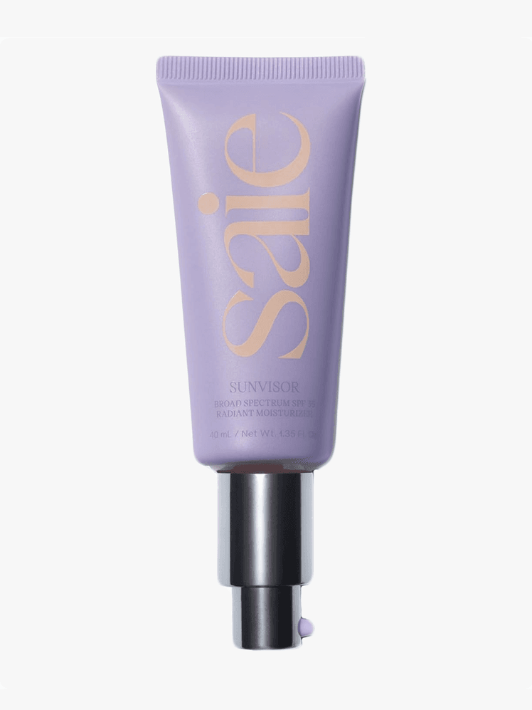 Saie Sunvisor in branded component on a light gray background