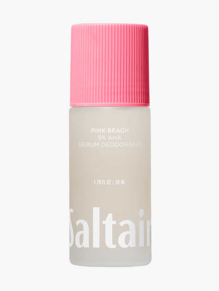 Saltair 5 AHA Serum Deodorant in branded component on a light gray background