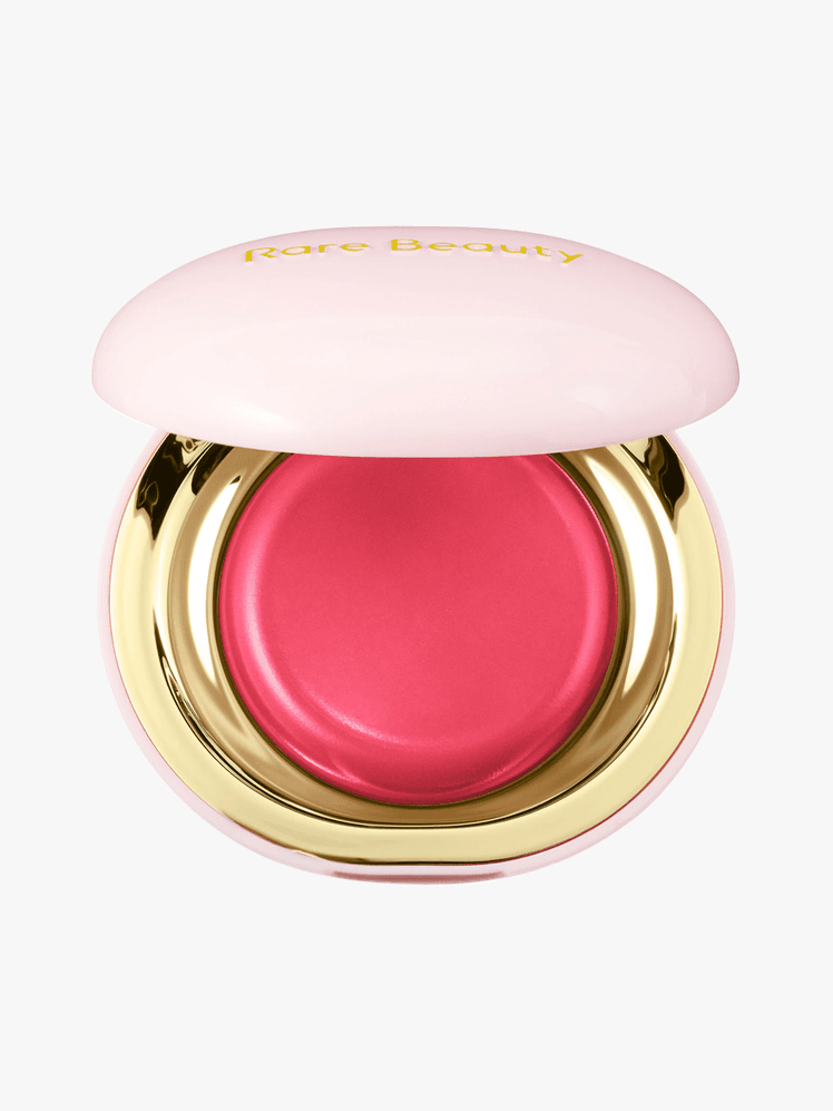 Stay Vulnerable Melting Blush in Nearly Rose in branded pink and gold compact on light gray background