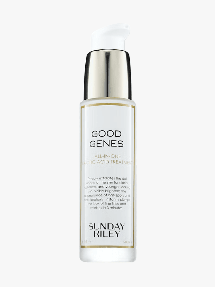 Sunday Riley Good Genes AllInOne Lactic Acid Treatment in branded component on a light gray background