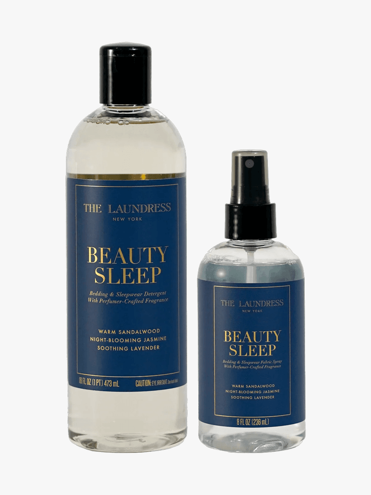 The Laundress Beauty Sleep Laundry Detergent  Fabric Spray Set in branded component on a light gray background