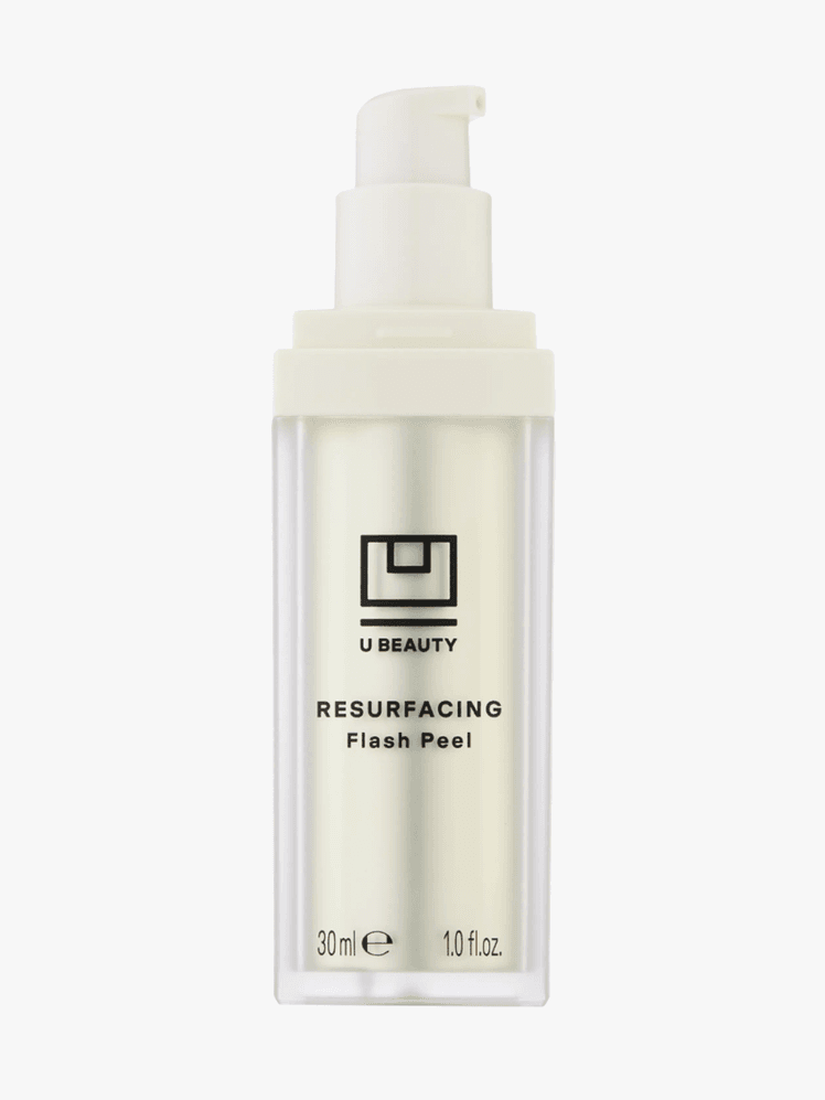 U Beauty Resurfacing Flash Peel in branded component on a light gray background