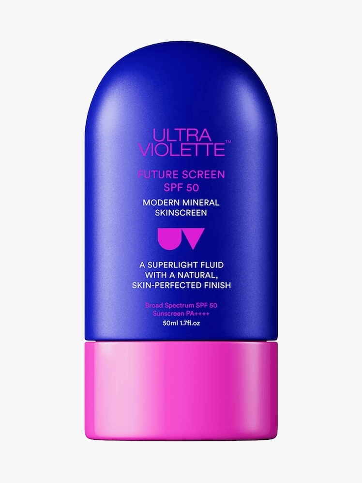 Ultra Violette Future Screen SPF 50 in branded component on a light gray background