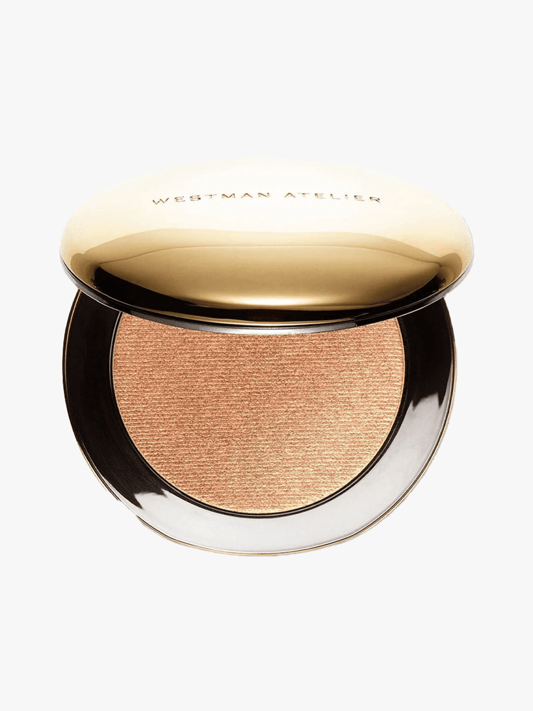 Westman Atelier Super Loaded Tinted Cream Highlighter in branded component on a light gray background